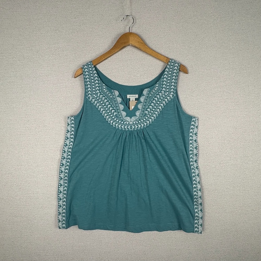 Sundance Teal Embroidered Sleeveless Tank